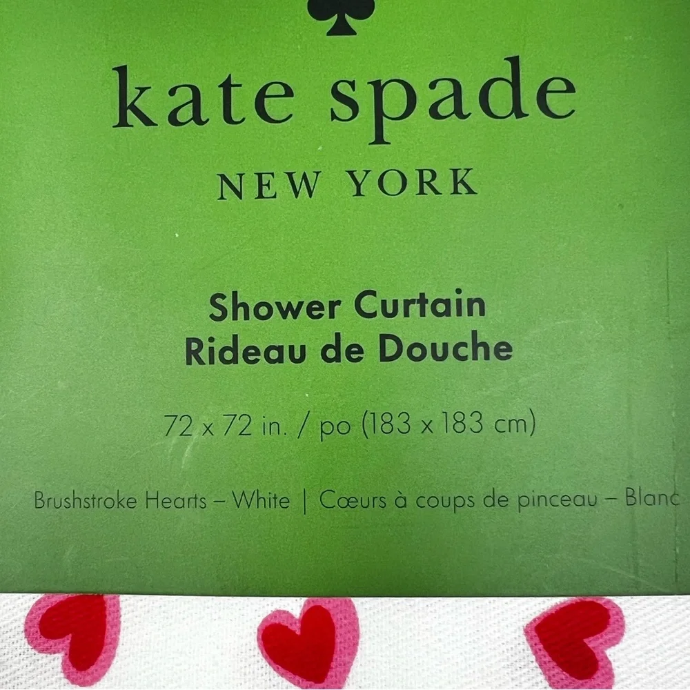 Kate Spade - ‘Red Hearts’ Shower Curtain. 72” x 72” NWT.